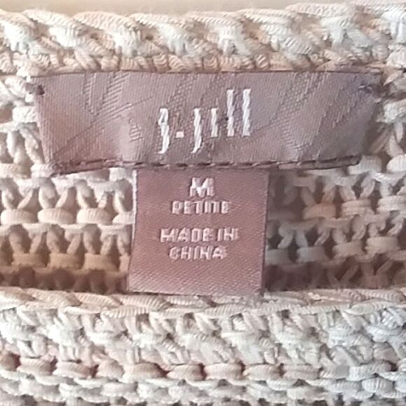 J.Jill. Oatmeal Color Wavy Pattern Rolled Ribbon Loose Knit Sweater - Picture 3 of 8